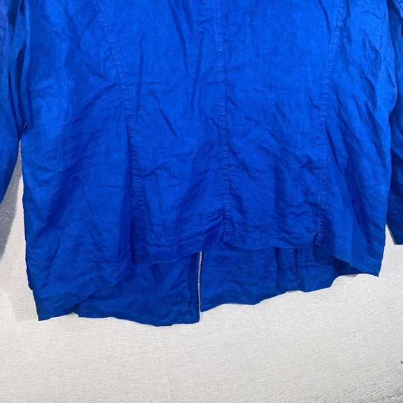 Chicos Travelers Cardigan Womens 3 Blue Long Sleeve Collared Neck Linen Casual - Picture 12 of 14